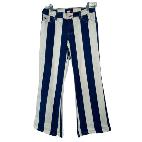 Tommy Hilfiger Denim - Vintage Tommy Hilfiger bold blue candy stripe wide leg jeans. Size 7